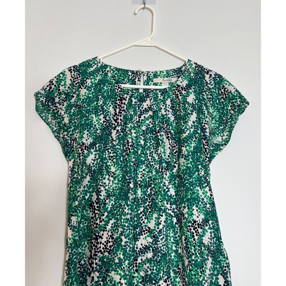 Boden Ravello Silk Blend Cap Sleeve Blouse Top Green Black Pleated Neckline 2 - Picture 2 of 8